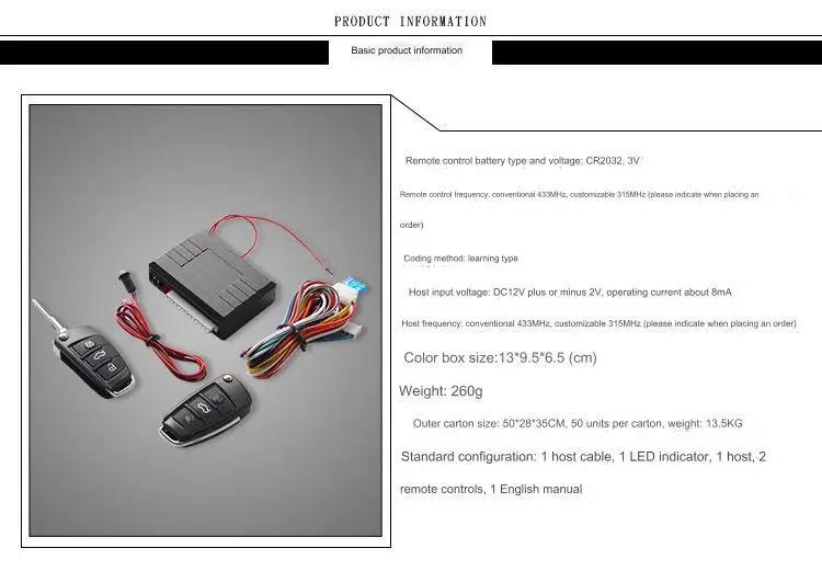 Universal Car Remote Central Kit, Car Door Lock Vehicle Keyless Entry System Central Locking Remote Control Kit