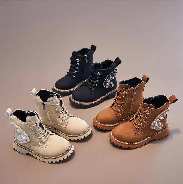 

Girls Ankle Boots Kids Fashion Soft Sole Autumn Winter Short Leather Boots Solid Color Side Zip Children Boys Causal Snow Boots