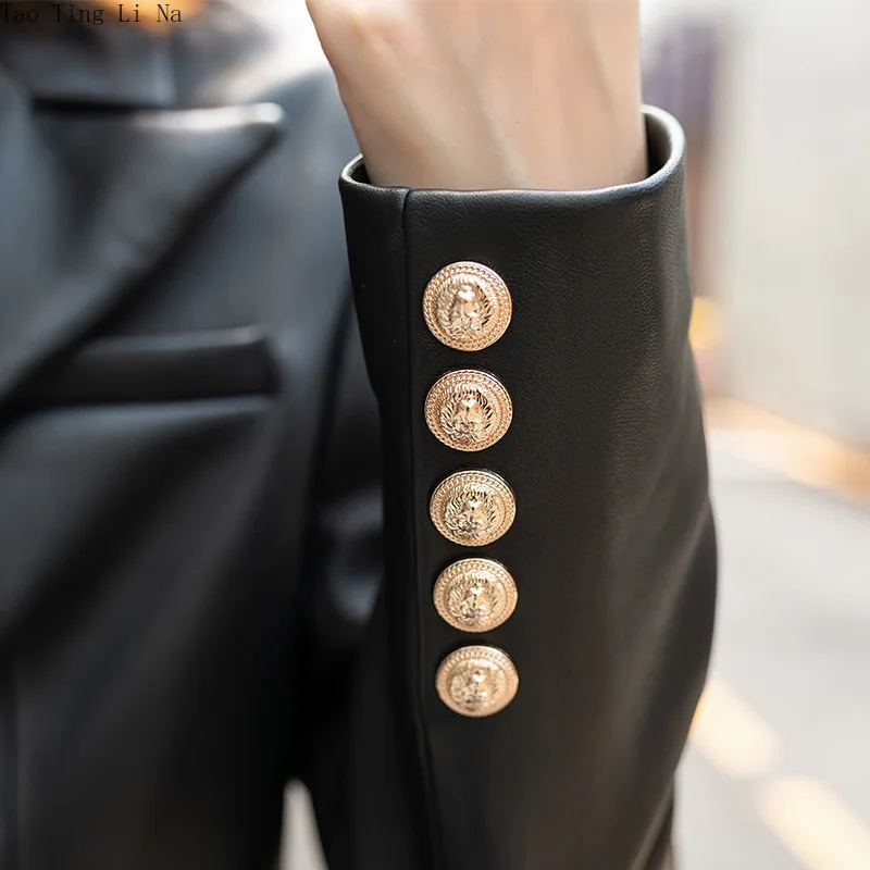 Tao Ting Li Na Women Spring Genuine Real Sheep Leather Jacket R35