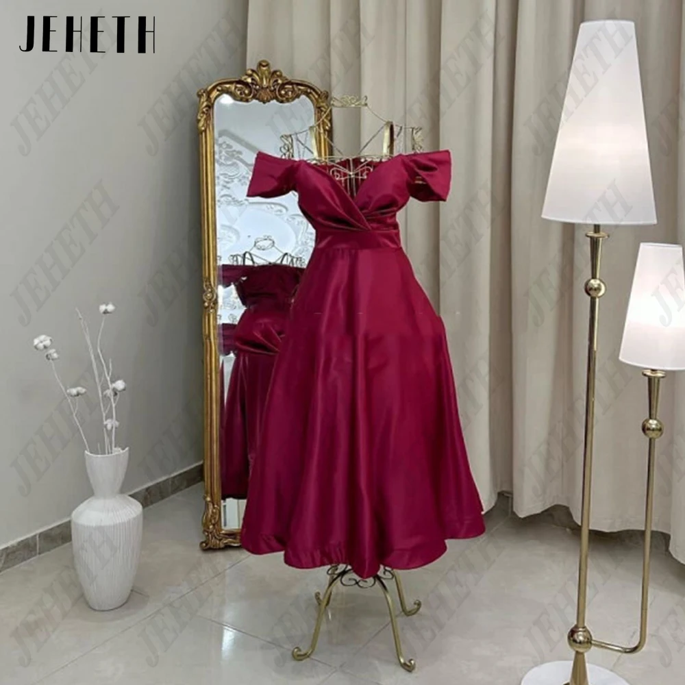 

JEHETH Modern Evening Dresses For Woman Off Shoulder Sexy V-Neck Zipper Back Bride Gowns Floor Length فساتين للحفلات الراقصة