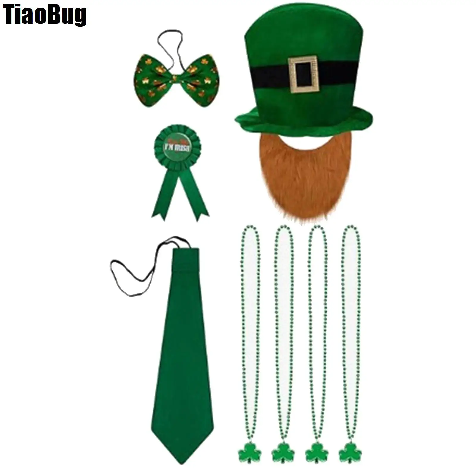 

Festival Accessories St Patricks Day Irish Shamrocks Props Top Hat Bowtie Suspenders Necklace Classic Green Clover Decorations