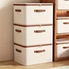 1pcs Cotton Linen Storage Box with Lid Clothes Toys Organizer for Home Bedroom Durable Fabric Storage Container 2