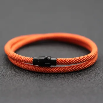 Simple Style Men Rope Bracelet Double Layer Survival Braclet Homme Accessories Boyfriend Gift Magnet Buckle Pulsera Hombre Joias
