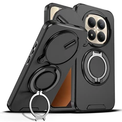 Enhanced Sliding Lens Cover Magnetic Ring Holder Phone Case - Durable Plastic Protective Cover - Redmi note 15 Pro 4G (Black)