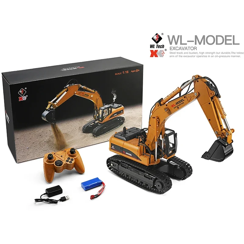 WLtoys 16800 1/16 2.4G Excavator RC Car Toys Styling 23 Channel Road Construction All Metal Truck Autos With LED Light Smoke 2