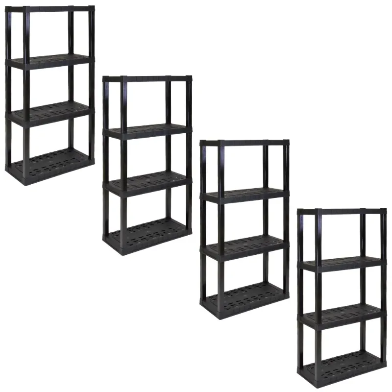 

Hyper Tough 4-Tier Shelving Unit, W30 x D14 x H57" Multipurpose Home Storage Organizer, Black, Pack of 4