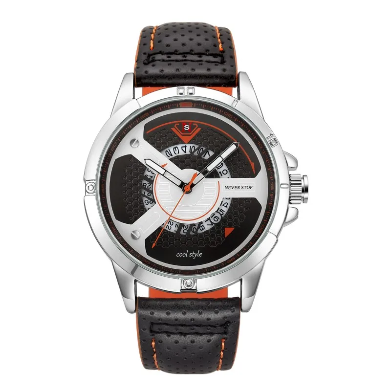 NEVER  Men Leisure Fashion Dial + Automatic Calendar Quartz Watches Luxury Watch Men Male Relogio Luxury Brand Watch Clock