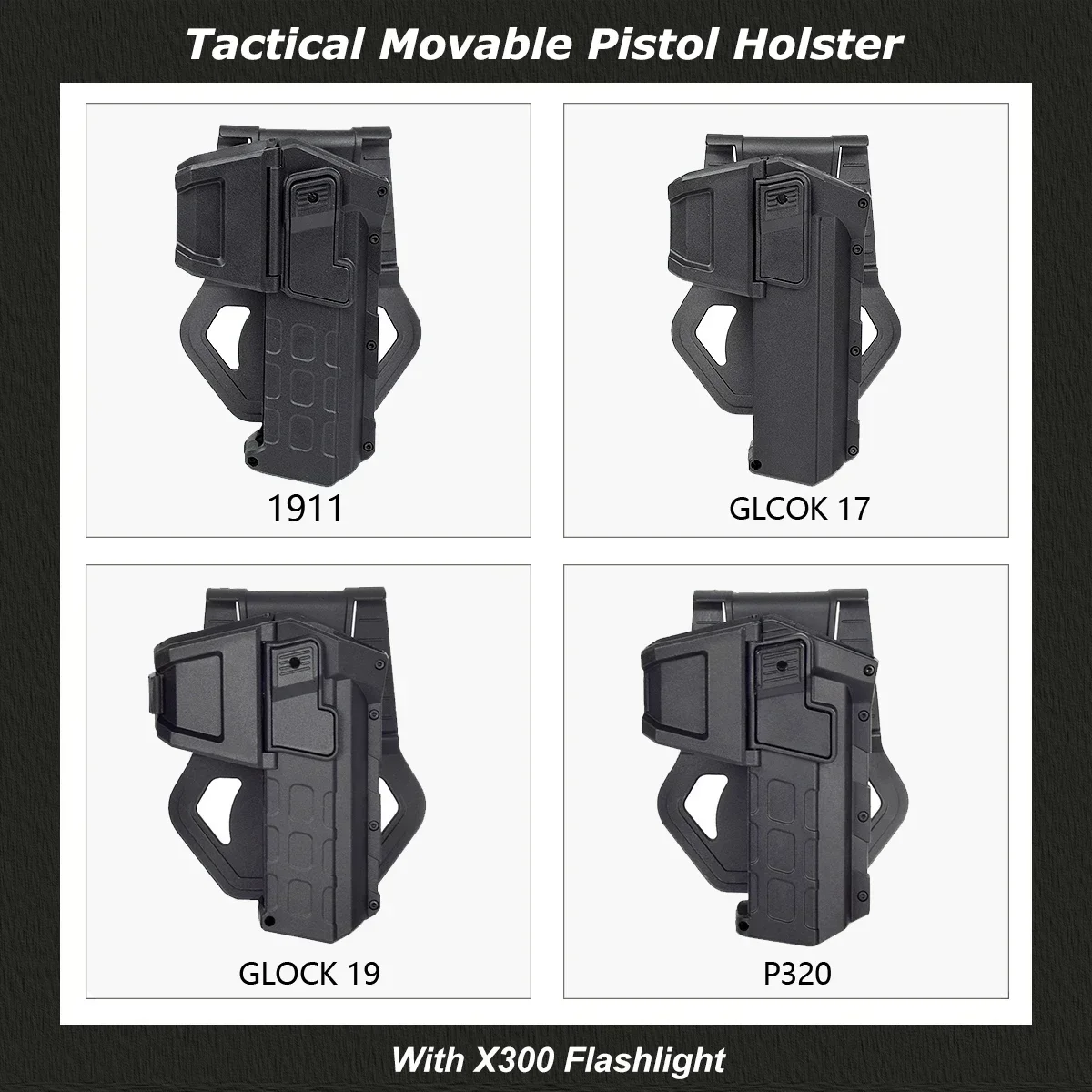 Tactical Colt 1911 Gun Holster Right Hand Waist Accessorie Gun Case Fit X300 X400 Flashlight Mounted Airsoft Belt Pistol Case pistol holster gun holster gun accessories