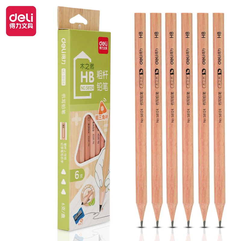 12pcs HB Coarse Triangle Wooden Pole Pencil Art Exam Sketch Wooden Painting Drawing Office School Student Supplies Stationery deli 12pcs 2b hb harry potter hexagonal wooden pole pencil art exam sketch painting drawing school