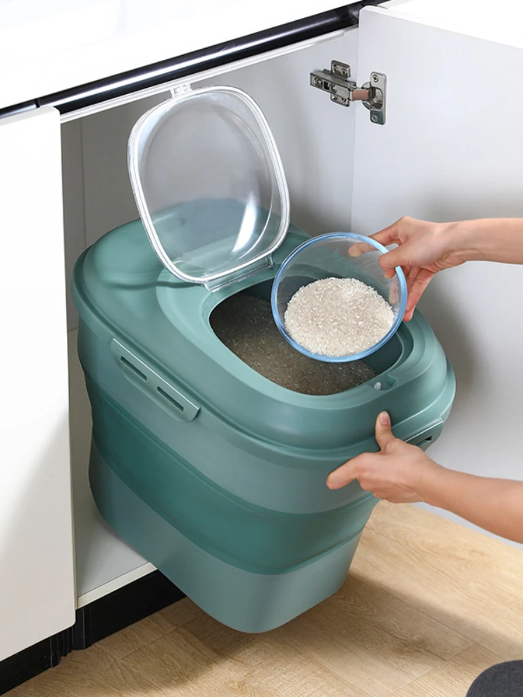 

25/10kg/5kg Foldable Food Storage Container Rice Bucket Cereal Dispenser Tank Pet Food Organizer Storage Container Kitchen Items