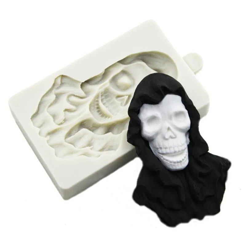 

Halloween Fondant Cake Mold Gum Paste Sugar Craft Chocolate Skeleton Ghosts Pumpkin Demon Clown Pattern Silicone Mould K468