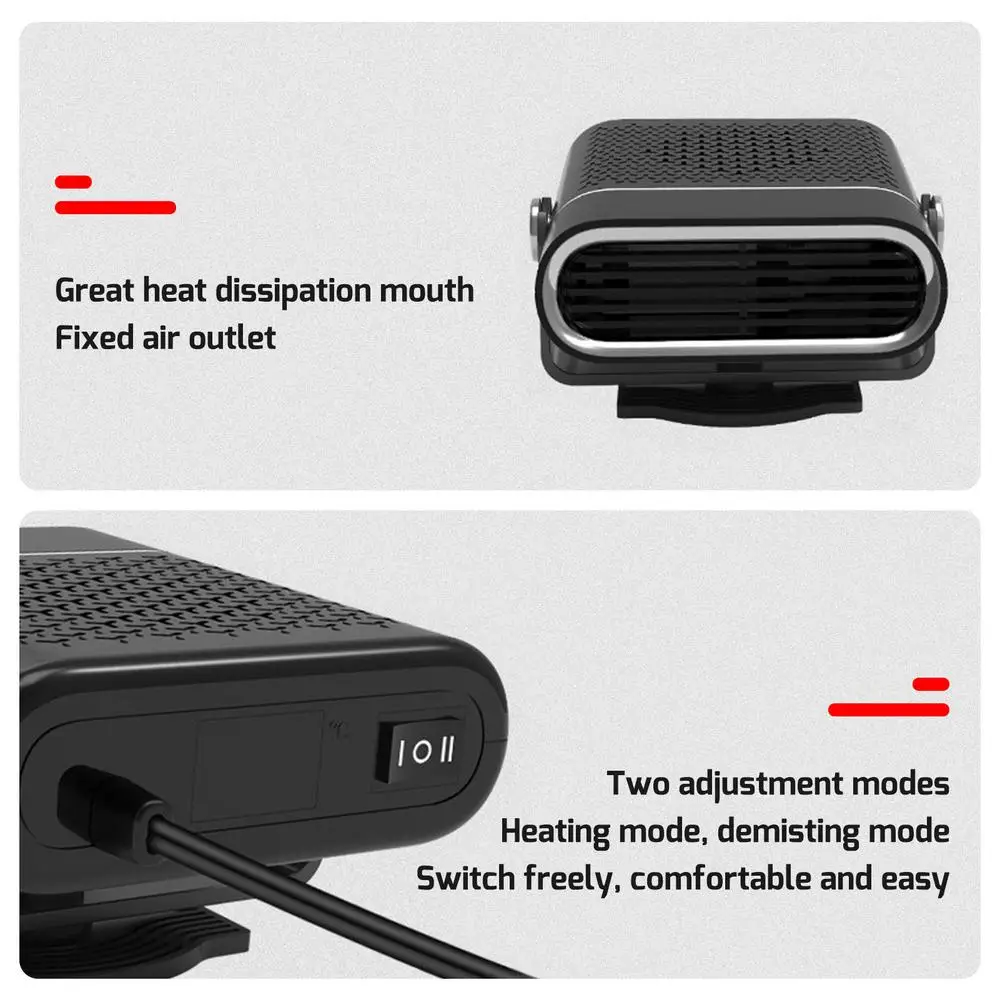 Desempañador de coche 2 en 1, máquina para eliminar la escarcha, la nieve y la niebla, para ventanas, parabrisas, descongelación, calentador automático de 12 V y 150 W_voghion.com