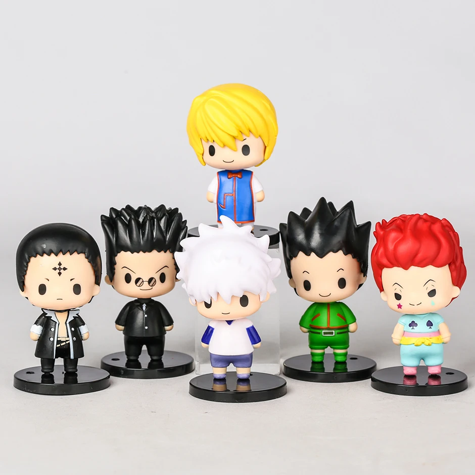 

6pcs/set Hunter×Hunter Gon Freecss Killua Zoldyck Kurapika Leorio Hisoka Chrollo Lucilfer Cute Toys Figure Model Dolls