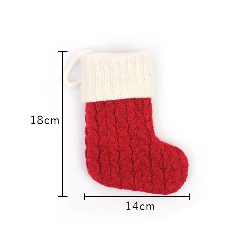 Festive Knitted Christmas Stocking with Snowflake & Alphabet Design - Holiday Tree Pendant Decoration