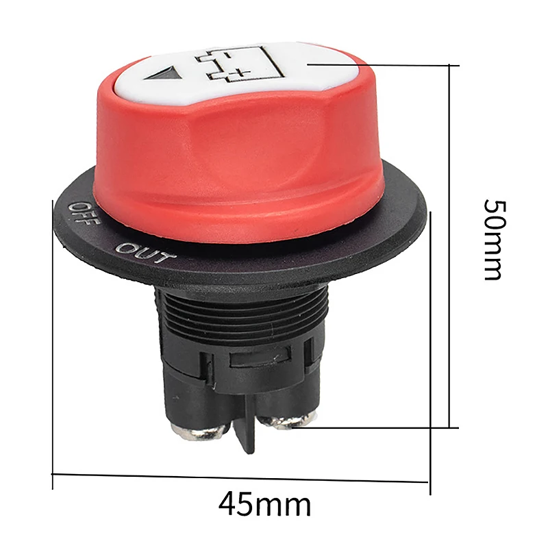 자동차 배터리 아이솔레이터 스위치, 최대 50V DC 50A Cont. 32V 75A INT. 자동차 미니 배터리 선택기 스위치 (NO-Off-Out / 50A)