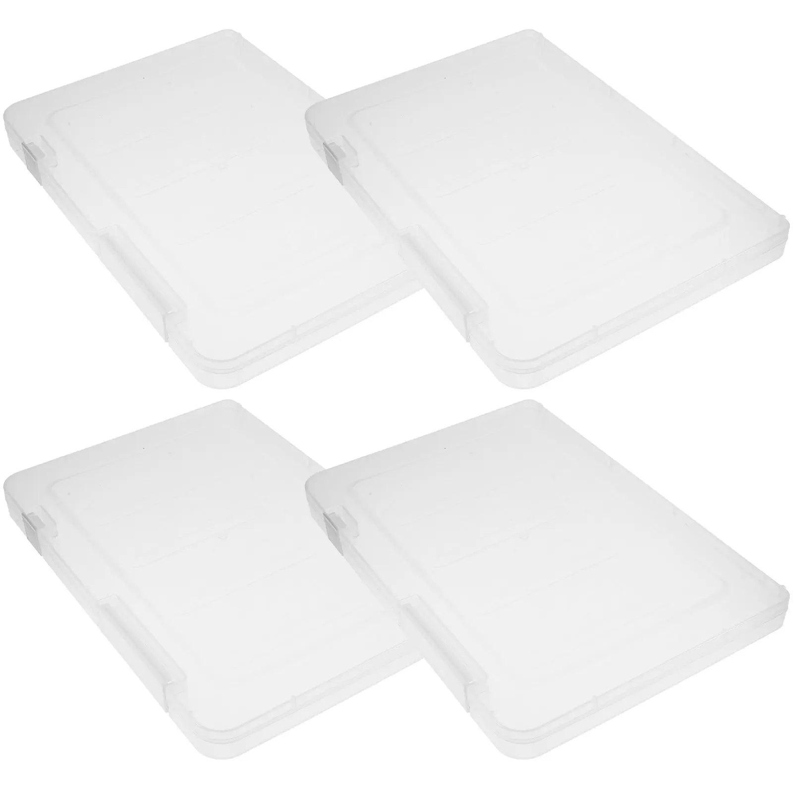 4Pcs A4 파일 보관 상자 투명 플라스틱 문서 홀더 휴대용 프로젝트 케이스 스크랩북 종이 정리함 잡지 파일