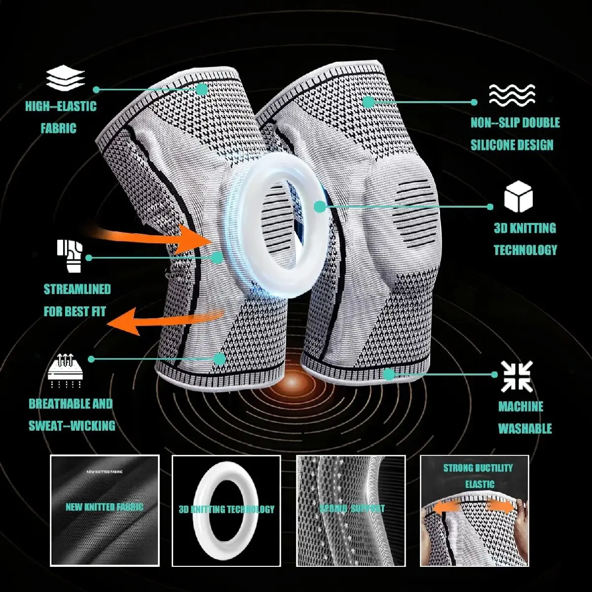 Double Compression Knee Sleeve Support for Knee Pain Sports Running Gym Joint Pain Relief Meniscus Tear Injury Recovery