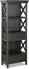 Tyler Creek Farmhouse 75" Display Cabinet or Bookcase with Drawers, Almost Black 1
