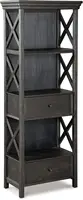 Tyler Creek Farmhouse 75" Display Cabinet or Bookcase with Drawers, Almost Black 1