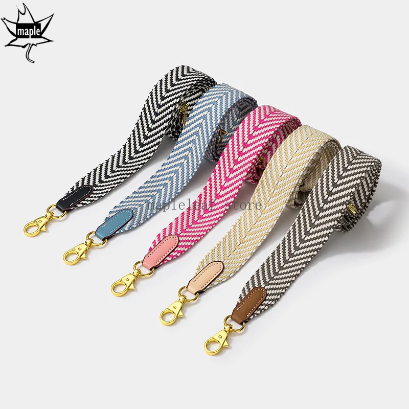 Europe and America Style Fashion Canvas Shoulder Strap for Luxury Bag Replacement Weave Colorful Wide Rainbow Purse Belt
