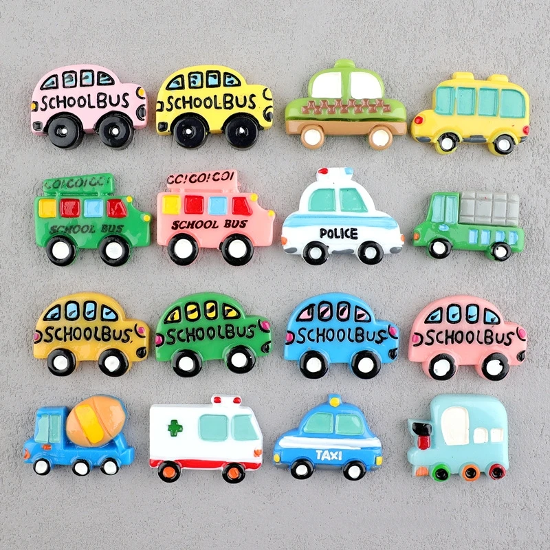 

10pcs Resin School Bus Flatback Cabochons for Scrapbooking Crafts Kawaii Cute Taxi Car Truck Resin Girls Decoration Accessories