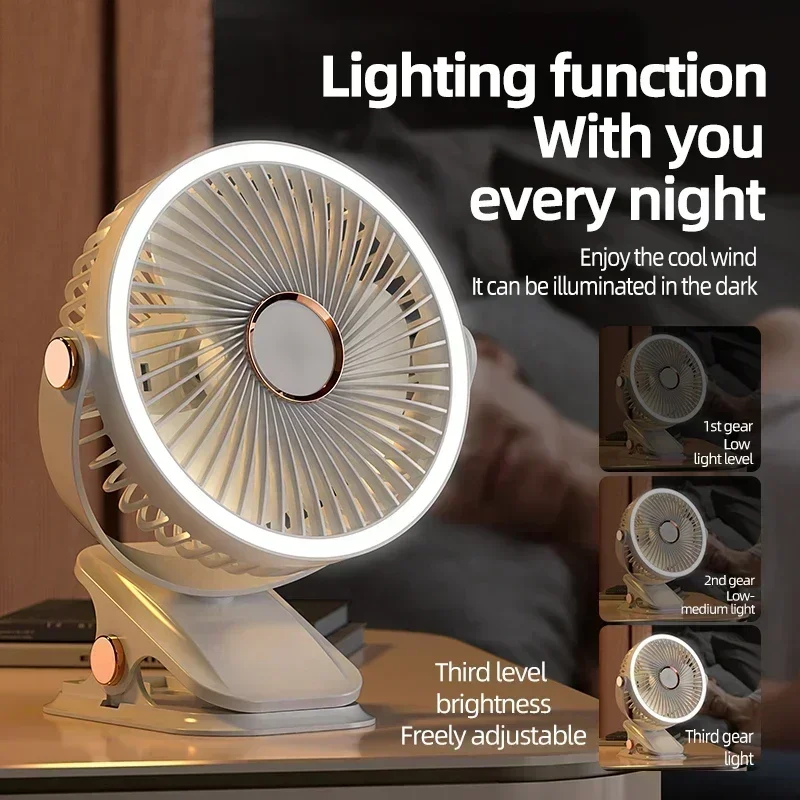 USB Rechargeable Table Fan Clip-on Type Portable Mini Desk Fan 360 Degree Rotation Adjustable Clip-on For Student Dormitory
