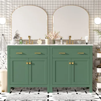 Modern Green Double Bathroom Vanity Set 1