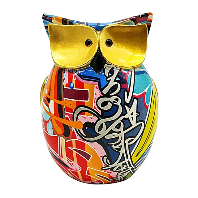Eason Europe Resin Owl Ornament Creative Color Crafts  Home Wine Cabinet Living Room Decoration Creative Animal Sculpture Gift 6