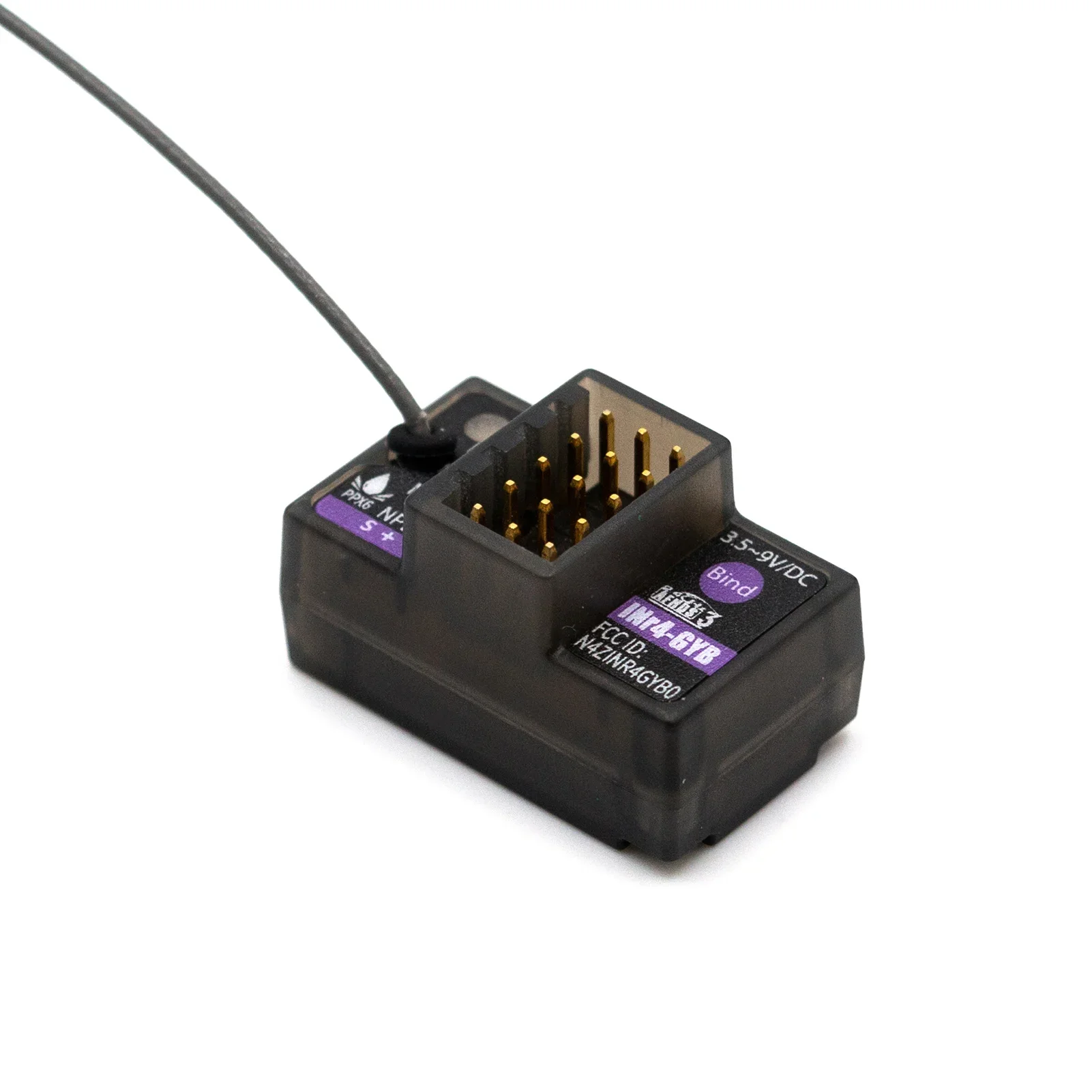 Vue latérale du récepteur Flysky INr4-GYB gyroscopique 4 canaux AFHDS 3 pour radio NB4