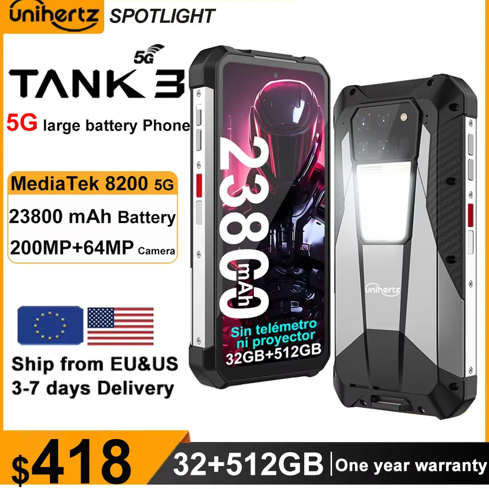 Unihertz 8849 Tank 3 Rugged Smartphone Android 14 23800mAh 5G