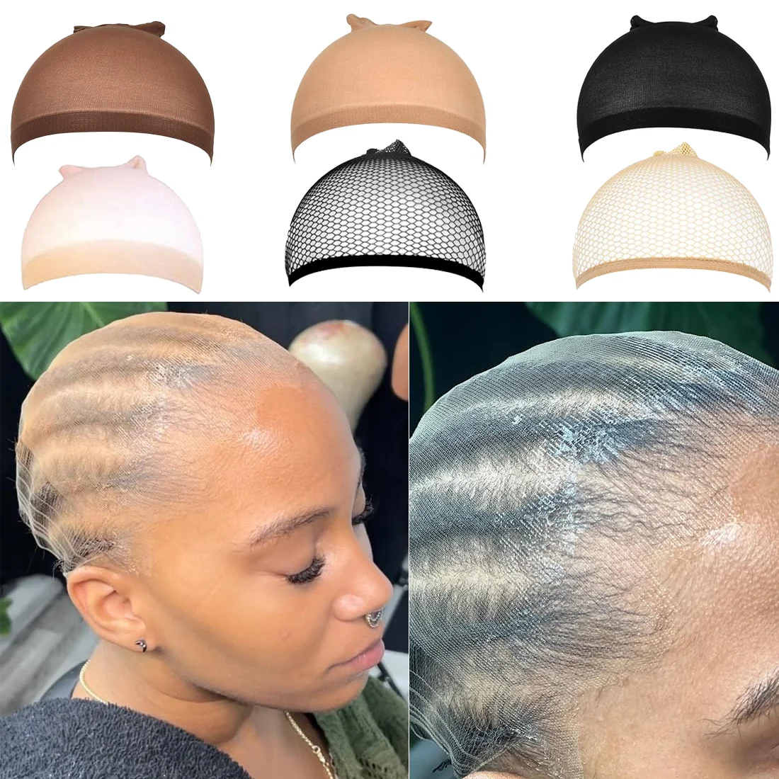 HD Wig Cap Transparent Stretchy Hair Caps Thin Invisible Nylon Stocking Caps Secure Your Hair Breathable 8Pcs (4Bags)
