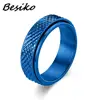 Besiko Anti Stress Anxiety Fidget Spinner Couple Rings For Lovers Rotating Stainless Steel Wedding Band Knuckle Ring Jewelry 5