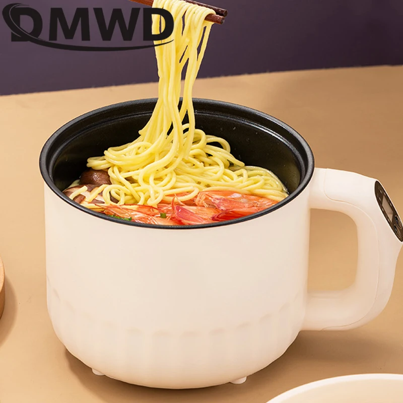 DMWD Multifunctional Electric Boiling Pot Non-Stick Frying Pan Noodles Hotpot Cooking Pot Mini Rice Cooker Stew Soup Skillet 4