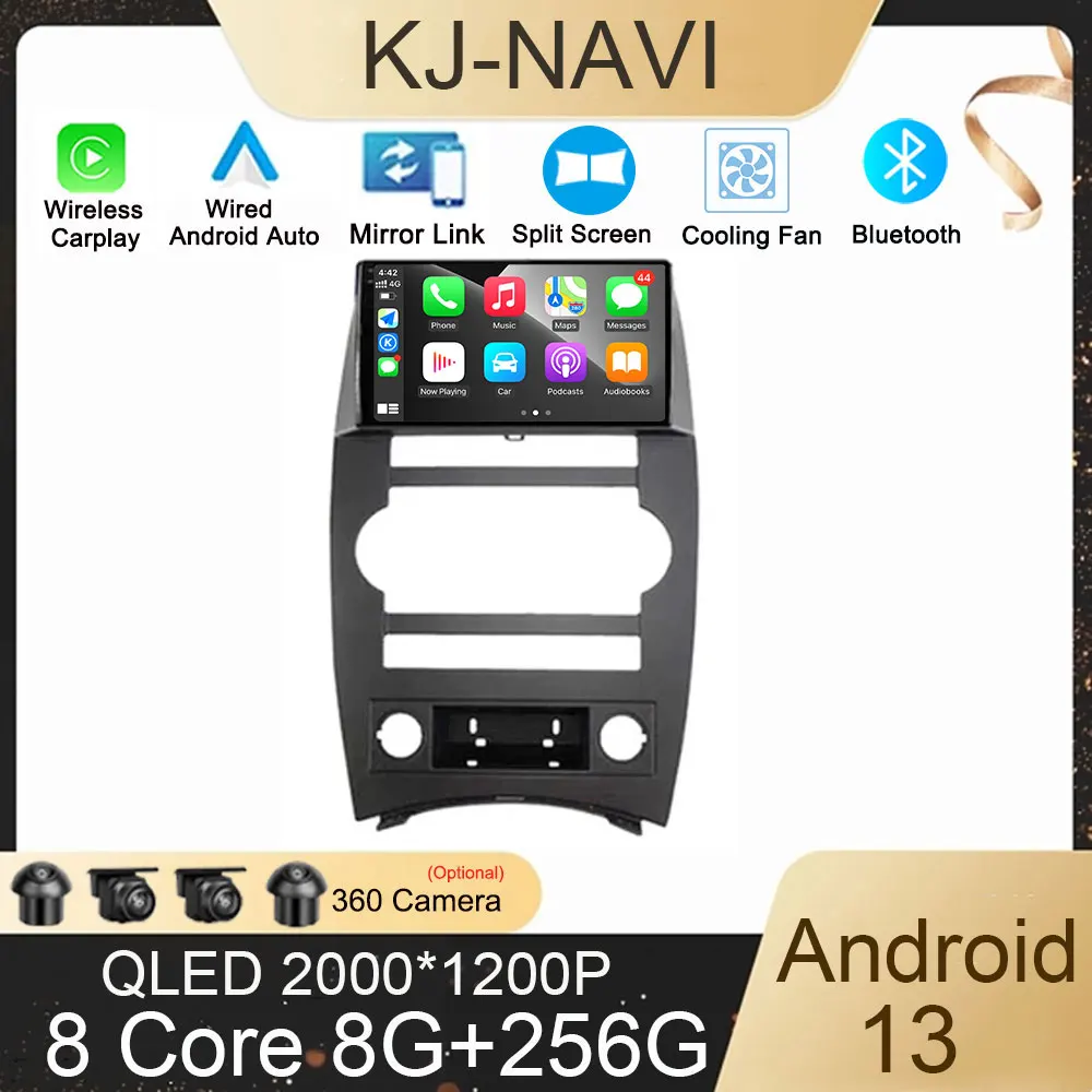 

Для Jeep Cherokee Commander XK 2007 2008 Android 13 мультимедийный монитор экран Навигация стерео радио видеоплеер GPS ЦП BT