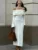 White Autumn Knit Sweater Long Dress Women Ribbed High Waist Fashion Off-Shoulder Loose Party Dress Female Knitwear Dress