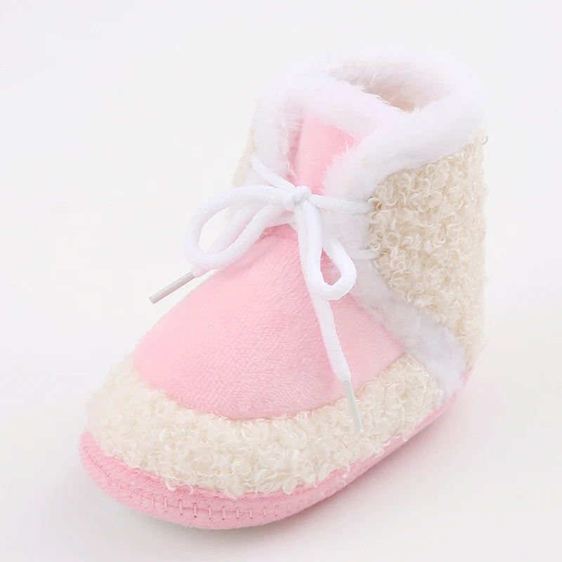 Citgeett Winter Infant Baby Girls Boys Plush Boots Flat Shoes Non-Slip Soft Sole First Walker Warm Crib Shoes