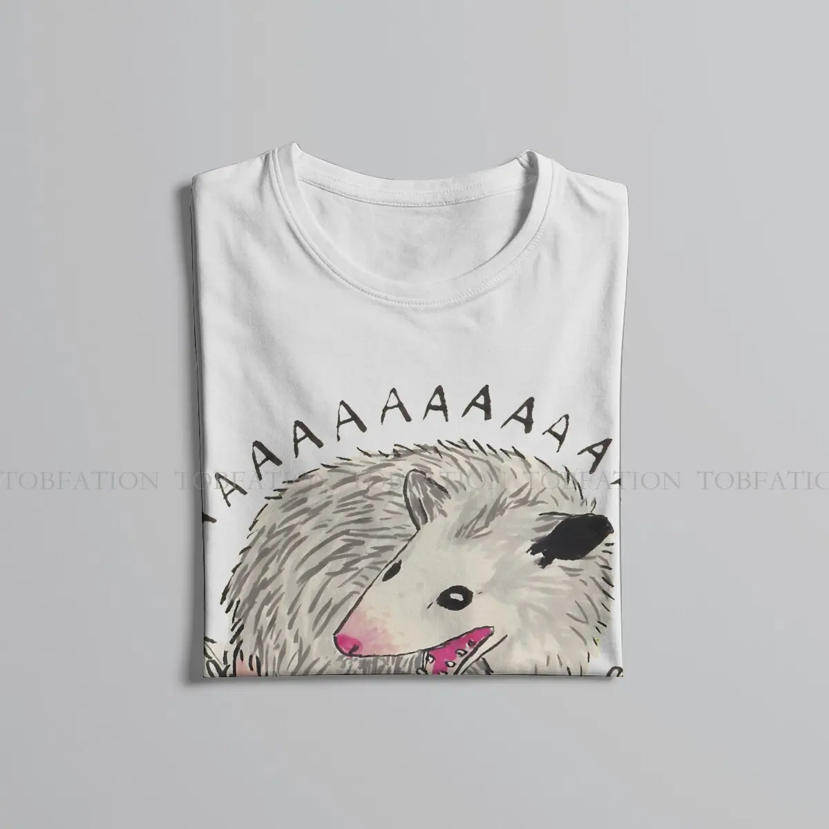 Opossum He Screams T Shirt Goth Men's Tees Summer 100% Cotton Clothing Crewneck TShirt