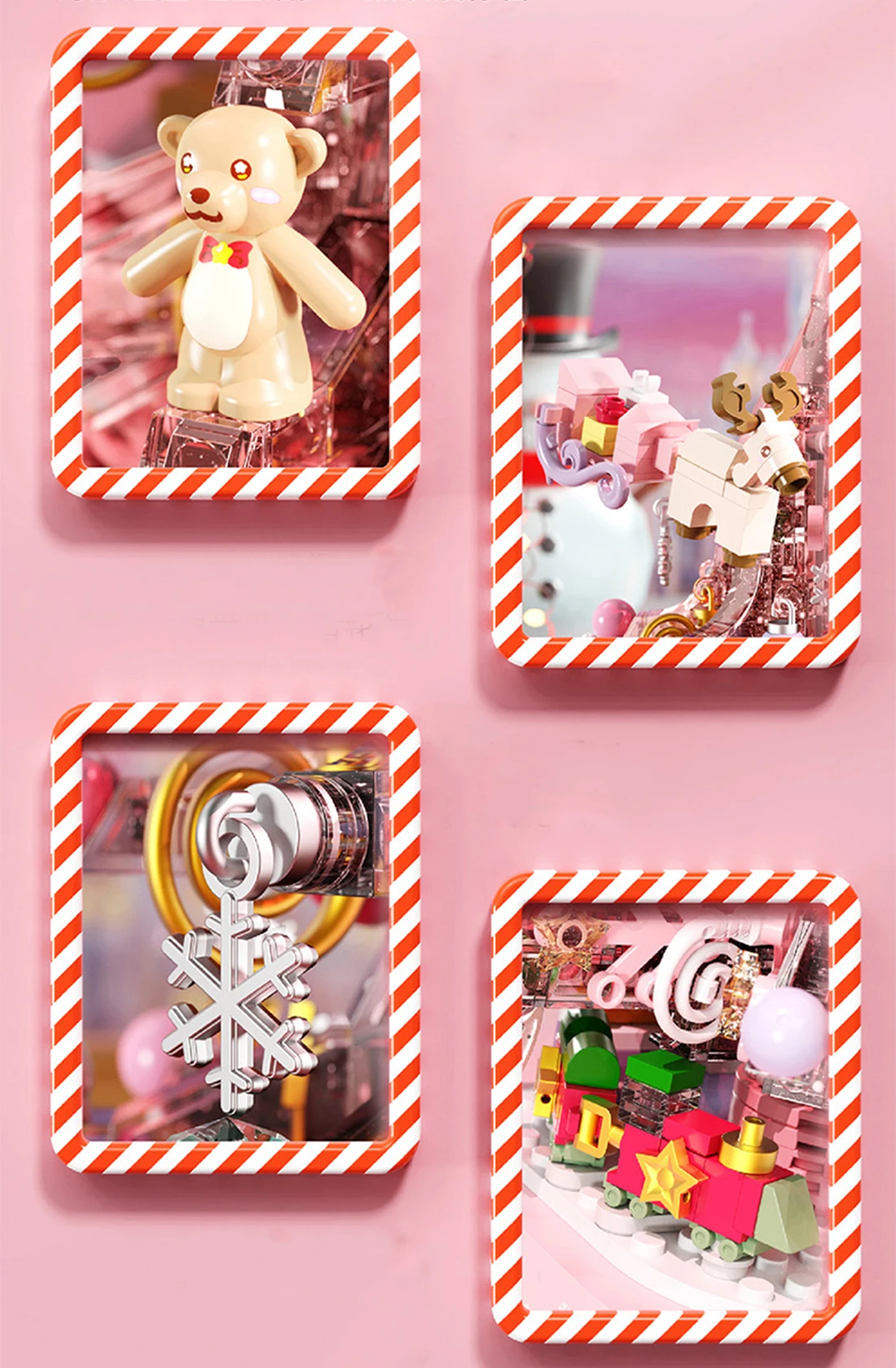 Pink Crystal Christmas Tree Music Box Micro Building Blocks Assembled Christmas Decorations Mini Bricks Toy For Gifts