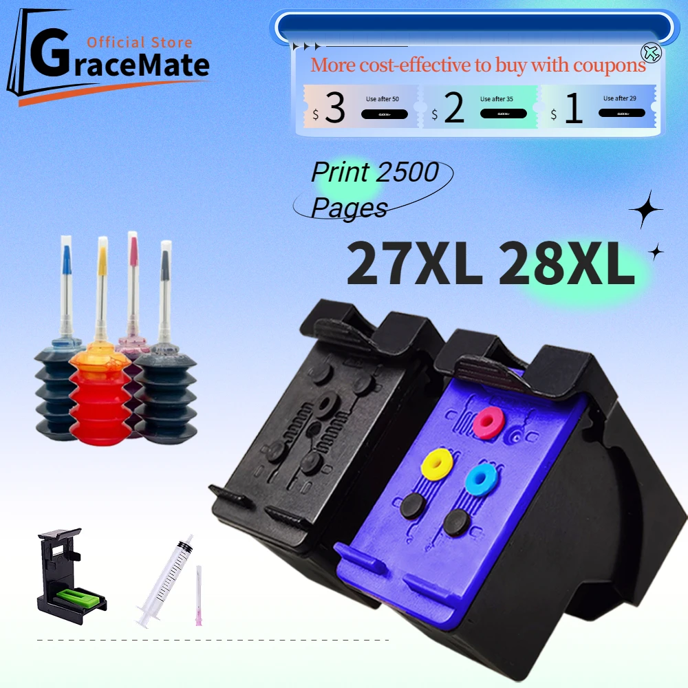 

27XL 28XL Replacement for HP 27 28 XL hp28 HP27 Ink Cartridge for HP PSC 1110 1209 1210 1310 1311 1312 1315 Deskjet 5550 5608