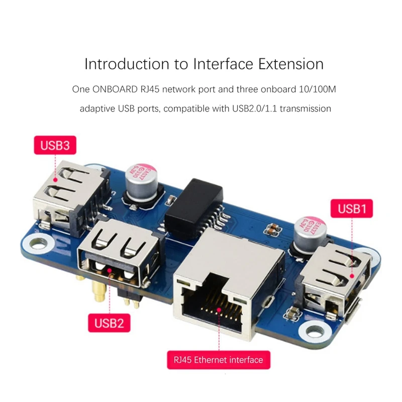 Waveshare-USB 2.0 RJ45  ̴  , HAT ̽ ǵ Ȯ ,    W WH