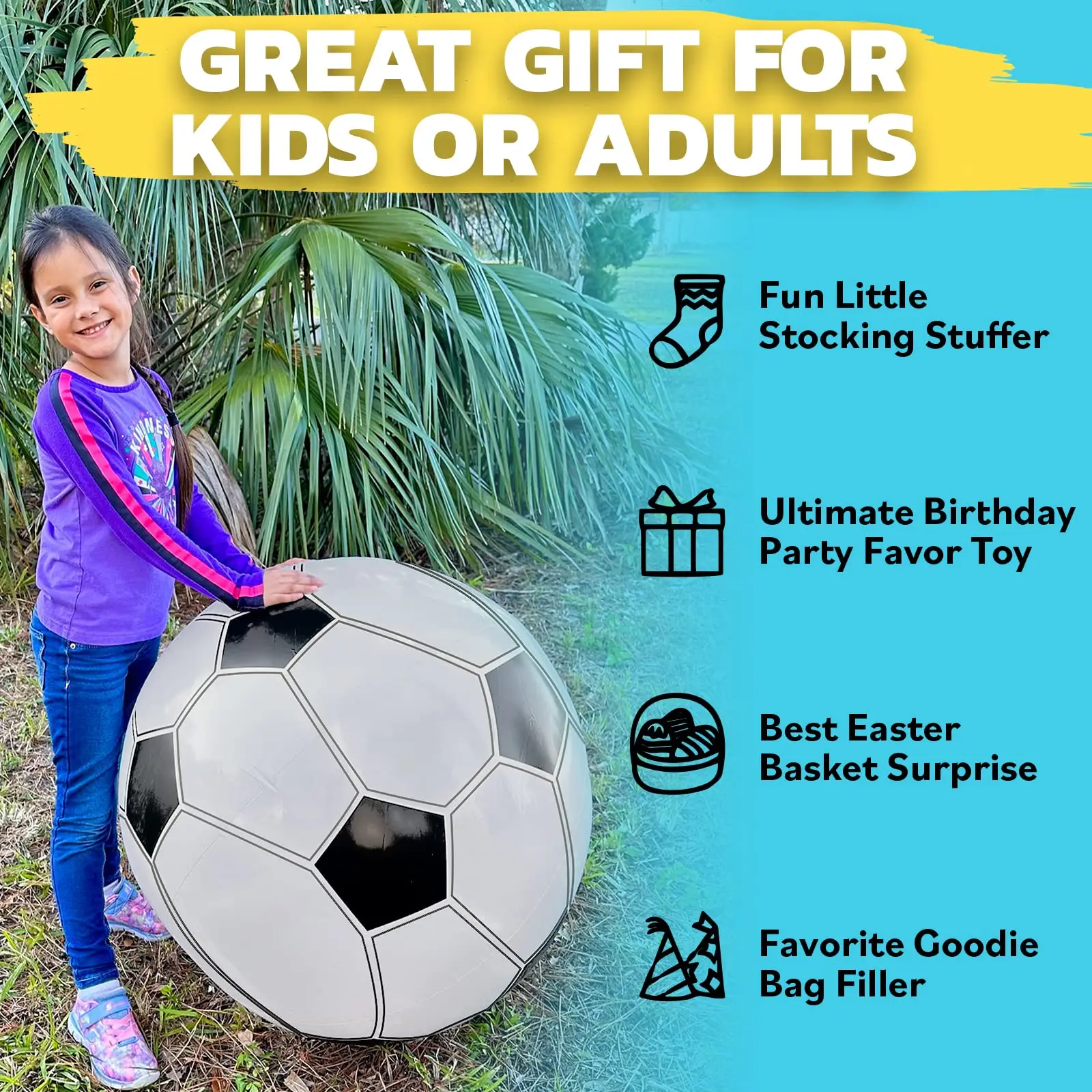 Large Beach Ball for Kid or Adult,Easy to Inflate and Durable Material Great Gift Idea for Boy & Girl,Best Pool Party Decor Toys 6