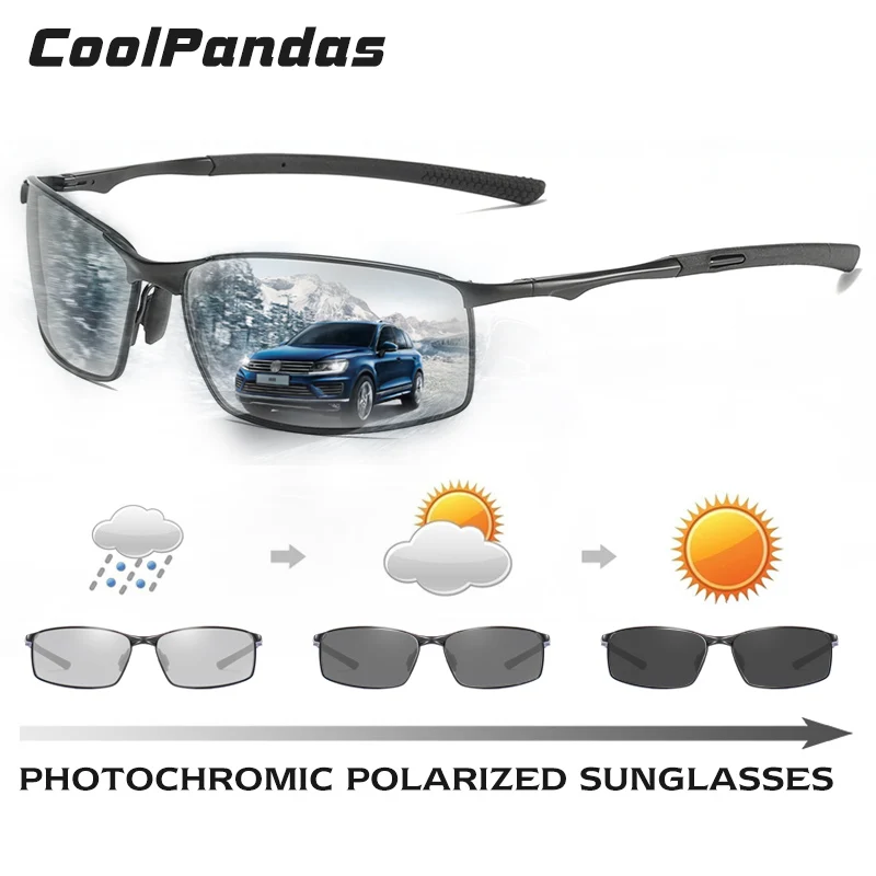 CoolPandas-Óculos de sol fotocromáticos para homens, Brand Design, Dirigindo, Ciclismo, óculos polarizados, UV400 Óculos de sol