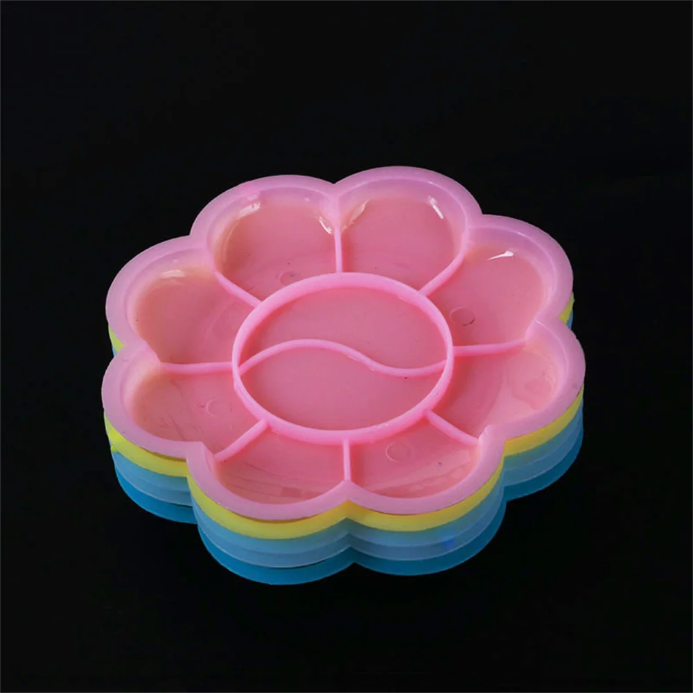 5pcs Plum-Shaped Blossom Palette  8 Cells Paint Tray Artist Watercolor White Paint Container Plastic Art Paint Box Diy Graffiti 6