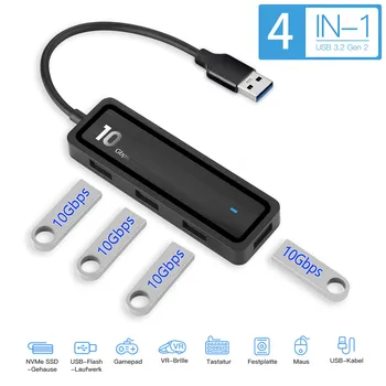 맥북 PC용 USB 허브, 아이폰 액세서리, USB 3.2 허브, 10Gdps 초고속 DATA 변속기, 4 포트 USB 3.2 Gen 2 어댑터