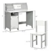 2 Pieces Kids Table and Chair Set with Whiteboard Multiple Storage Spaces, Grey 3