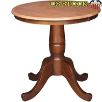 30 Inch Round Solid Wood Dining Table Pedestal Style Butcher Block Design Easy Assembly Residential Use 1