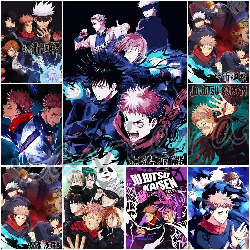 

5D Diy Japanese Anime Diamond Painting Jujutsu Kaisen Diamond Embroidery Mosaic Art Picture of Rhinestones Cross Stitch Kits