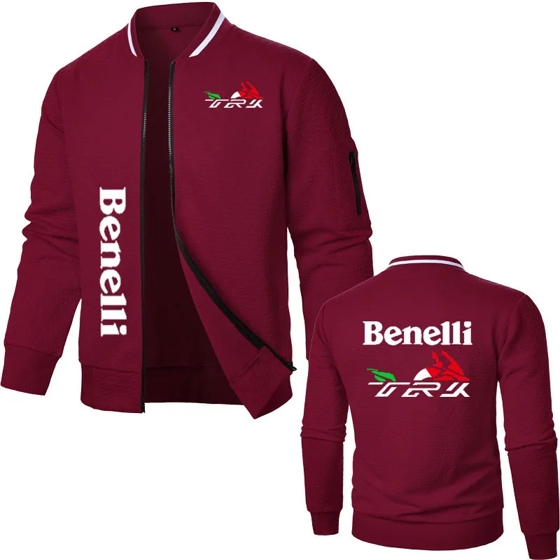 Spring Autumn Men's new zipper jacket Sweatshirt coat Benelli TRK 502X print Casual plaid Harajuku cotton Men's baseball jacket 3