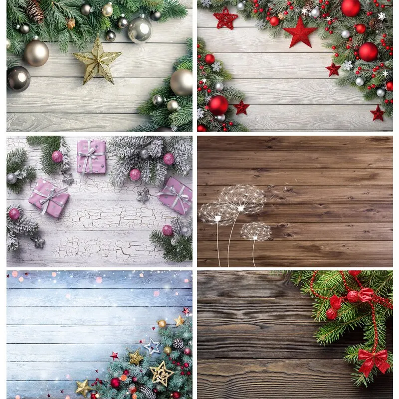 

SHUOZHIKE Art Fabric Photography Backdrops Prop Christmas Flower Wooden Planks Theme Photography Background 200901MB-02