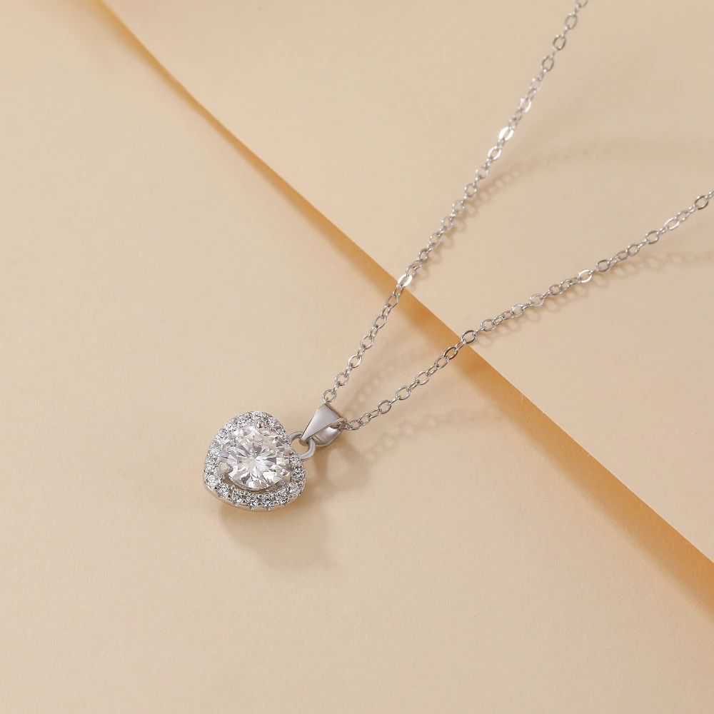 Collana Donna Cuore In Argento 925 Con Croce E Dettagli Brillanti - Pendente Romantico, Regalo San Valentino - 3
